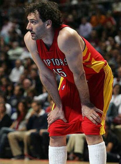 Jorge Garbajosa, durante un partido con los Raptors.