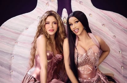 Shakira with Cardi B in an image posted on the Colombian singer’s Instagram account.