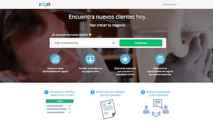 Los profesionales deben registrarse y completar este formulario para poder tener acceso a las ofertas de trabajo de Zaask.