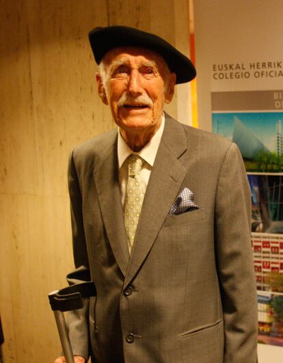 El arquitecto bilbaíno Hilario Apraiz, fotografiado el pasado julio durante el homenaje por su 100 cumpleaños.