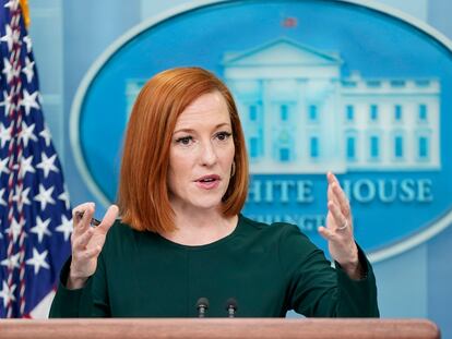 La portavoz de la Casa Blanca, Jen Psaki, durante la rueda de prensa de este miércoles.