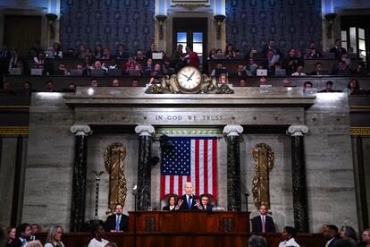 President Joe Biden during his State of the Union address, this Thursday in the United States Congress.