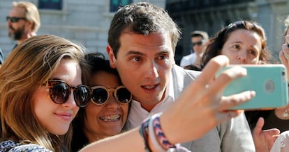 El líder de Ciudadanos, Albert Rivera, este jueves.