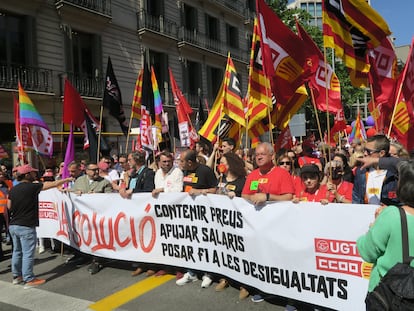 La manifestación por el día del trabajador, este domingo en Barcelona.