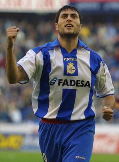 Diego Tristán, durante un partido con el Deportivo