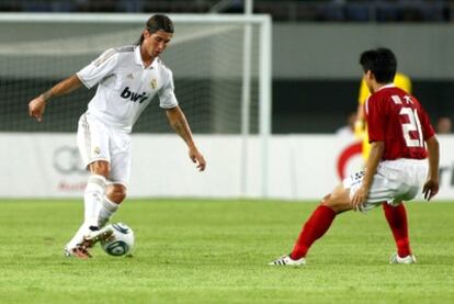 El jugador Sergio Ramos, durante uno de los partidos de la gira asiática del Real Madrid