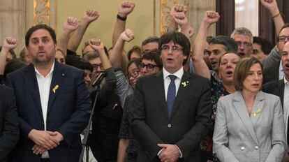 Celebracion en el parlament tras la proclamacion de la republica catalana, el pasado 27 de octubre (Barcelona).