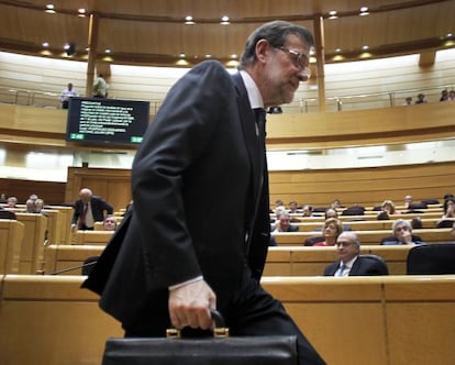 Prime Minister Mariano Rajoy after delivering his address to the Senate.