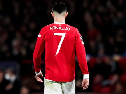 Cristiano, durante un partido de Champions con el Manchester United.