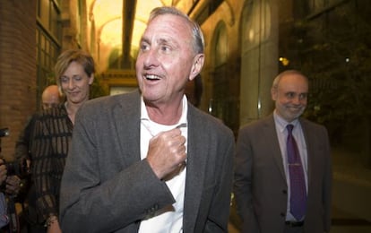 Cruyff, en el acto de la UAB y su Fundaci&oacute;n. 