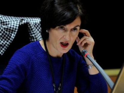 Maite Iturbe, este viernes, en su comparecencia en el Parlamento vasco. 
