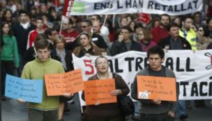 El sector educativo estuvo muy presente en las marchas, como en Castellón.