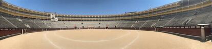 Interior de la plaza de toros de Las Ventas, esta mañana.