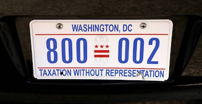 Una matrícula de Washington reivindica la representación política de sus residentes.