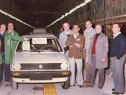 Imagen del primer Volkswagen Polo fabricado en la planta de Navarra.