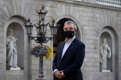 El socialista Jaume Collboni, el pasado 24 de marzo en la plaza Sant Jaume de Barcelona.