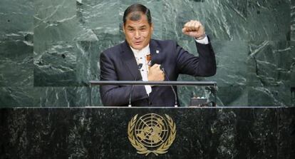Rafael Correa, na Assembleia Geral da ONU, em setembro.