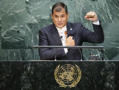 Rafael Correa, na Assembleia Geral da ONU, em setembro.