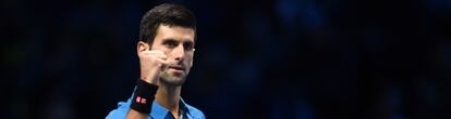 Djokovic celebra su triunfo contra Nadal.