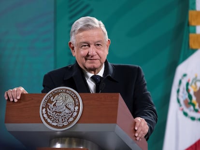 El presidente Andrés Manuel López Obrador, este jueves, en el Palacio Nacional.