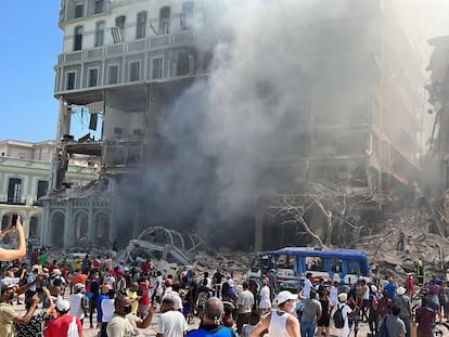 El hotel Saratoga, en la Habana (Cuba), después de la explosión de este viernes.