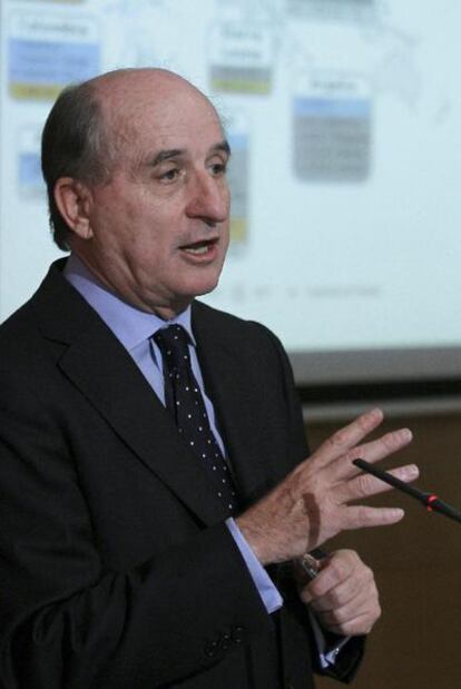 El presidente de Repsol, Antonio Brufau, durante la presentación de resultados de la compañía.