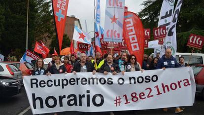 Protesta de sindicatos de profesorado gallego.