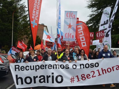 Protesta de sindicatos de profesorado gallego.