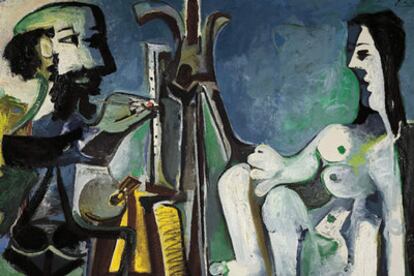 <i>El pintor y su modelo</i>, óleo del pintor español Pablo Picasso (1881-1973), una de las obras de grandes maestros del arte moderno.