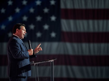 Florida Gov. Ron DeSantis addresses attendees during the Turning Point USA Student Action Summit, July 22, 2022, in Tampa, Florida.