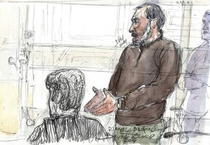 Ilustración del juicio de apelación en 2014 de Djamel Beghal