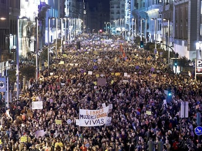 Manifestacion del 8 del Día Internacional de la mujer el pasado 8 de marzo en Madrid.