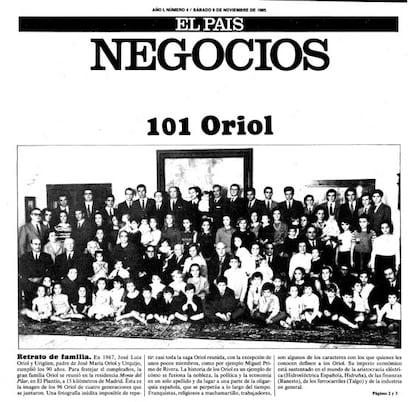 Portada del suplemento Negocios del 9 de noviembre de 1985.