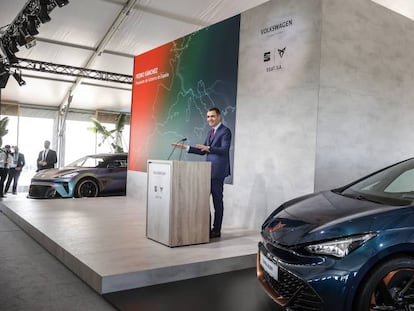 El presidente del Gobierno, Pedro Sánchez, durante la presentación de la gigafactoría de Sagunto, el pasado mayo. 