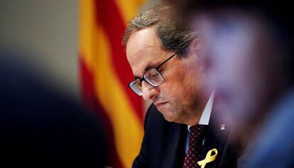Quim Torra, en la reunió setmanal del Govern.
