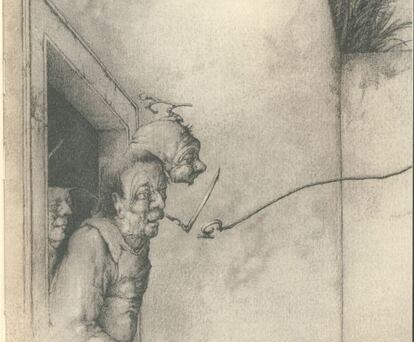Ilustración de José Hernández para 'El Aleph', de Jorge Luis Borges (Galaxia Gutenberg/Círculo de Lectores).