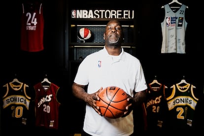 Gary Payton, este miércoles en Madrid.