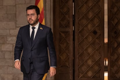 Aragonès, momentos antes de su comparecencia.