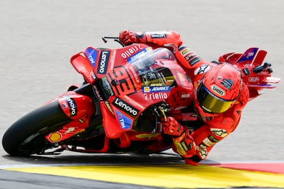 Marc Márquez, en los primeros entrenamientos libres del GP de Alemania, en el circuito de Sachsenring.