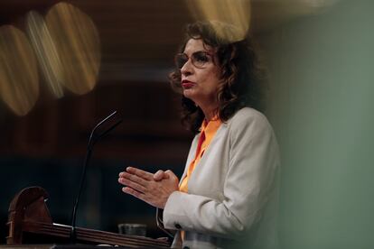 La ministra de Hacienda, María Jesús Montero, este miércoles en el Congreso.