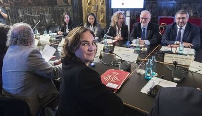 Barcelona Mayor Ada Colau at a local security meeting.