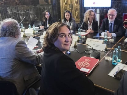 Barcelona Mayor Ada Colau at a local security meeting.