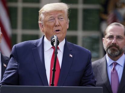 El presidente de EE UU, Donald Trumo, durante la rueda de prensa en la que ha anunciado la declaración de emergencia nacional en el país. 