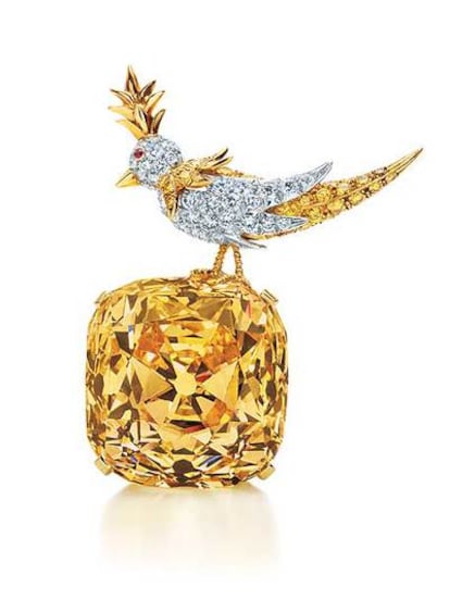 <i>Diamante Tiffany</i> de 128,54 quilates, en la pieza realizada por Jean Schlumberger <i>Bird on A Rock</i>.