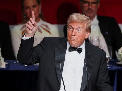 Donald Trump durante la cena de Alfred E. Smith en Nueva York, el 17 de octubre 2024.