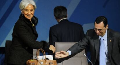 Lagarde (FMI) y Caruana, presidente del Banco de Pagos Internacionales