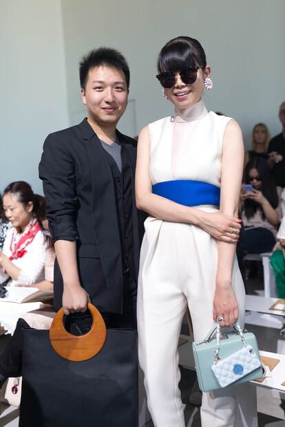 Tao Liang (Mr. Bags) y Leaf Greener en el desfile de Michael Kors en septiembre.