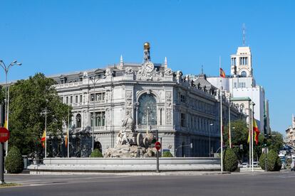 Fachada de la sede del Banco de España, detrás de la plaza de Cibeles, en Madrid.