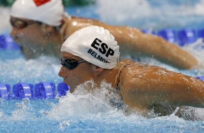 La española Mireia Belmonte durante su carrera con final de plata.