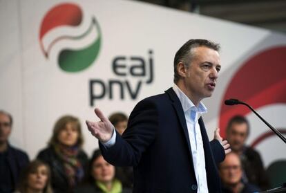 El lehendakari, Iñigo Urkullu, interviene en los actos del Aberri Eguna del PNV en Bilbao.